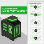 Niveau laser 5 lignes ultra-précis avec alarme et faisceaux visibles, léger, compact, portée 20m, accessoires offerts