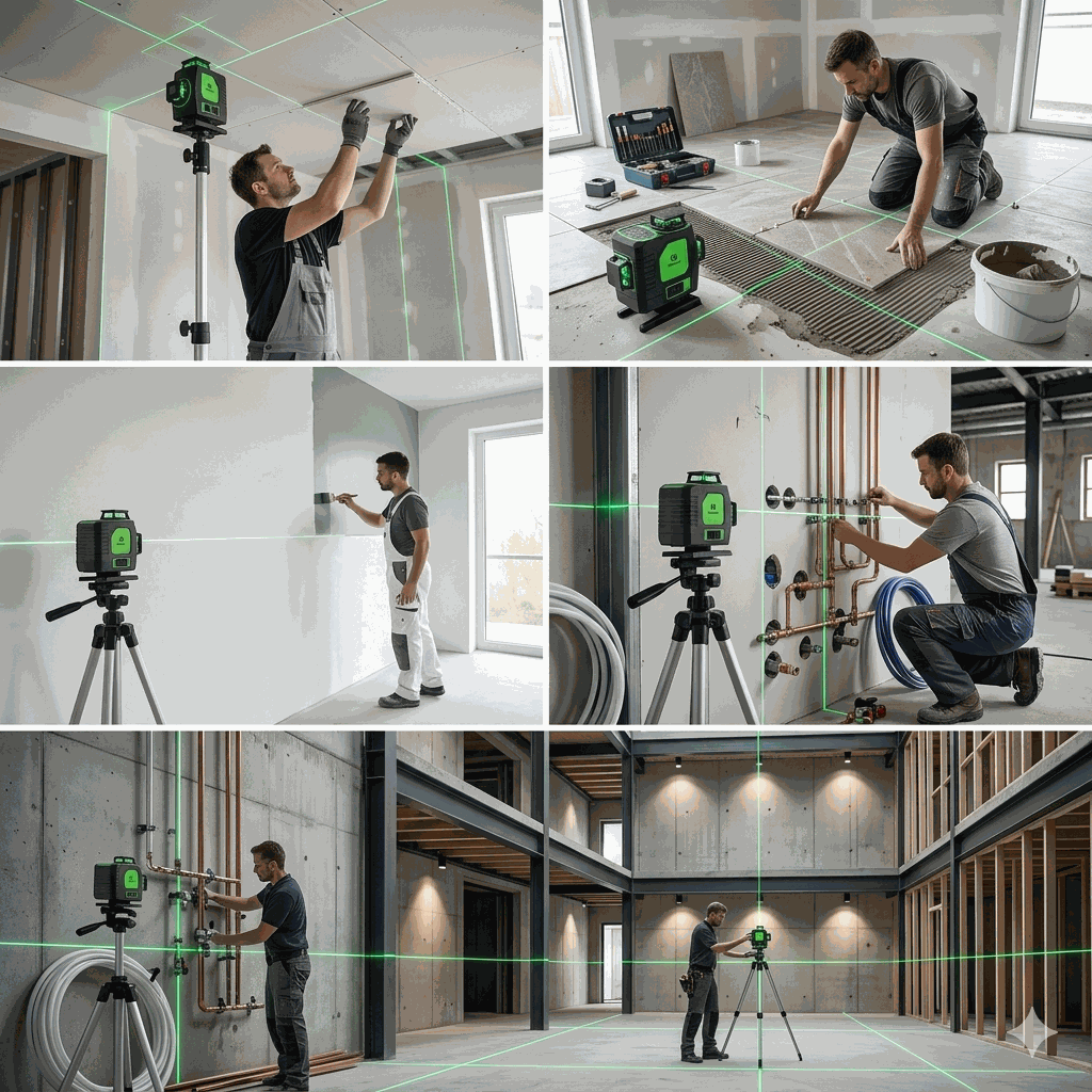 Niveau laser 16 lignes 4D 360° pour alignement précis sur chantier